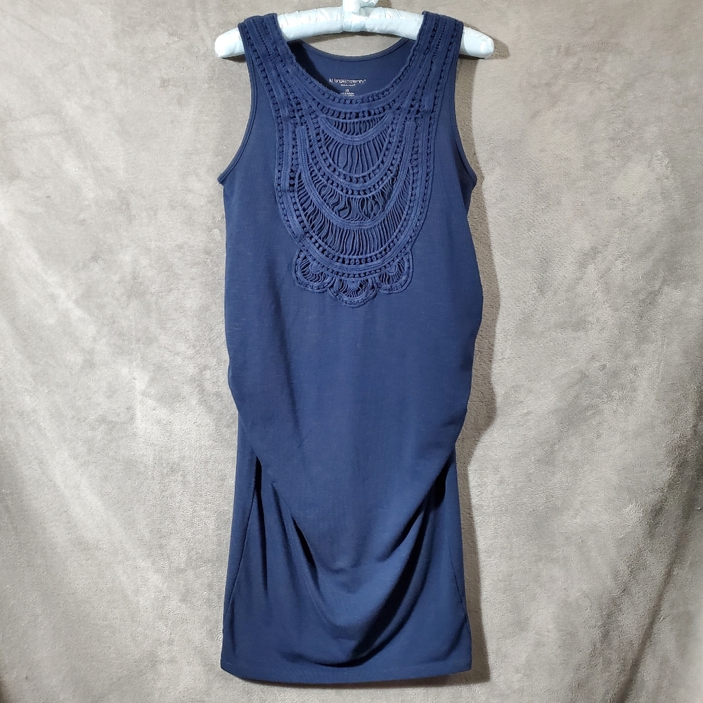 Liz Lange Maternity Tank Sun dress Navy Blue XS EUC
